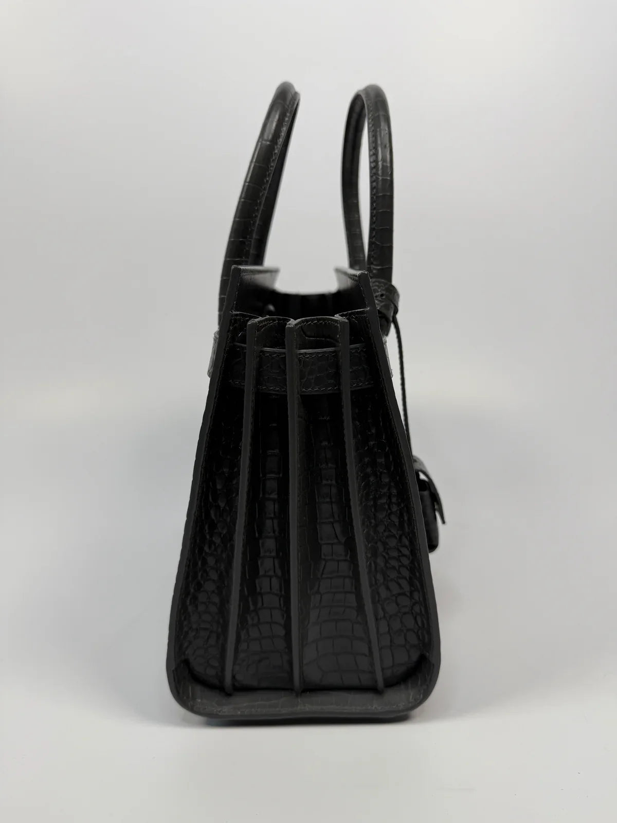 SAINT LAURENT SMALL SAC DE JOUR IN GREY CROC EMBOSSED LEATHER WITH SILVER HARDWARE