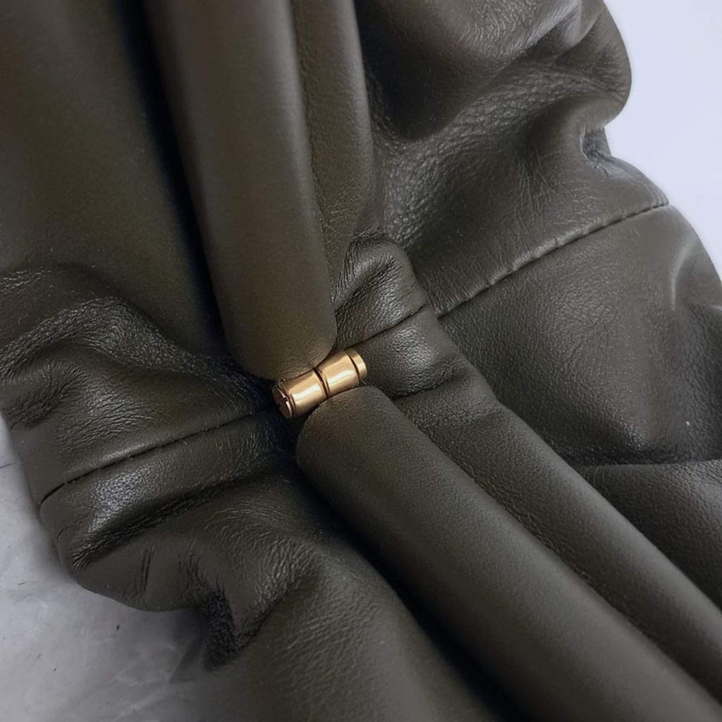 Bottega Veneta The Pouch Large Olive Green Butter Calfskin Leather Clutch Bag
