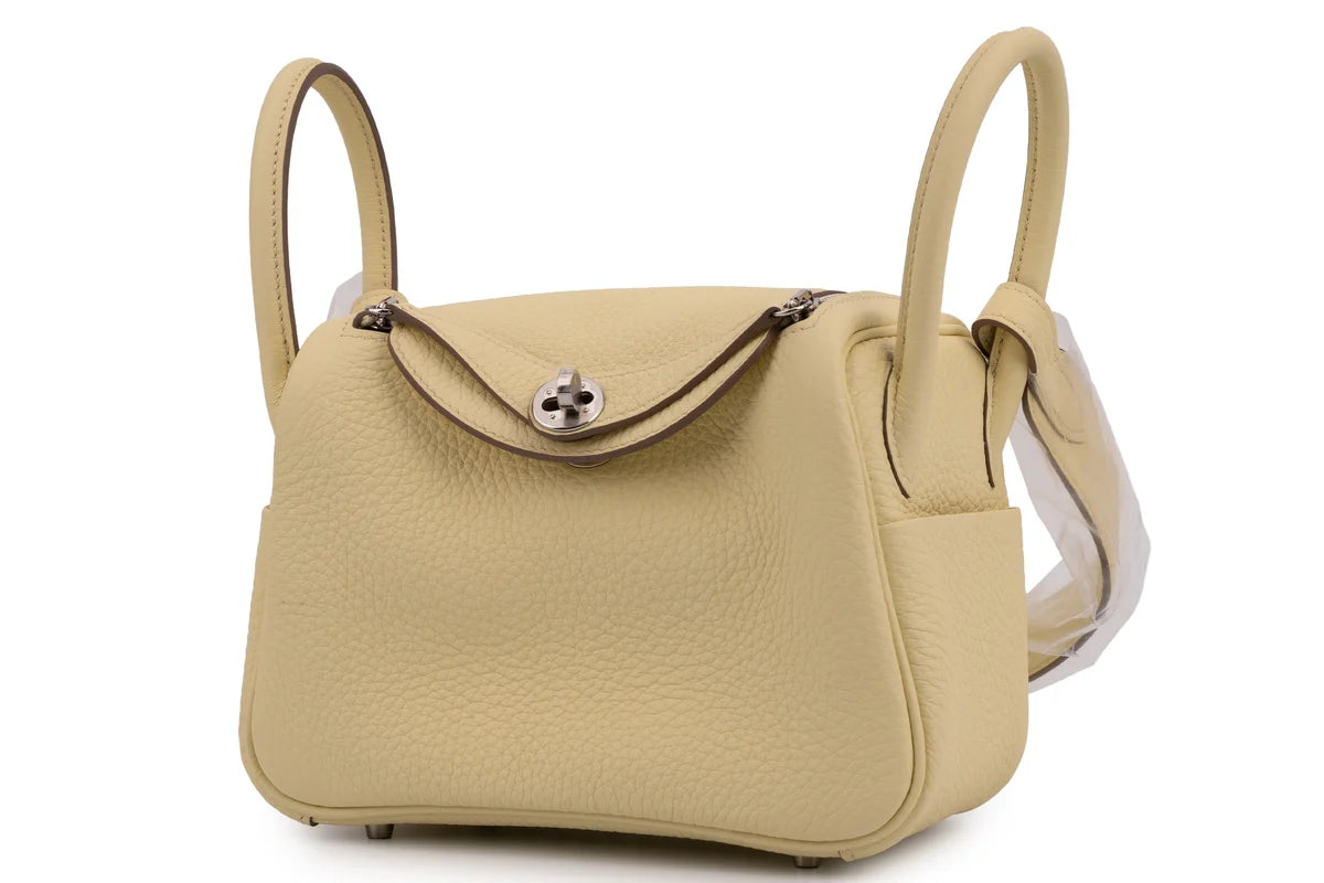 Hermès Mini Lindy Clemence Jaune Milton PHW