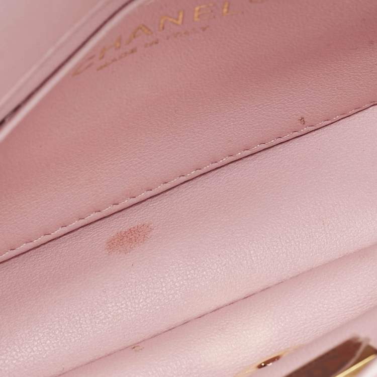 Chanel Pink Quilted Leather Resin Top Handle Flap Bag