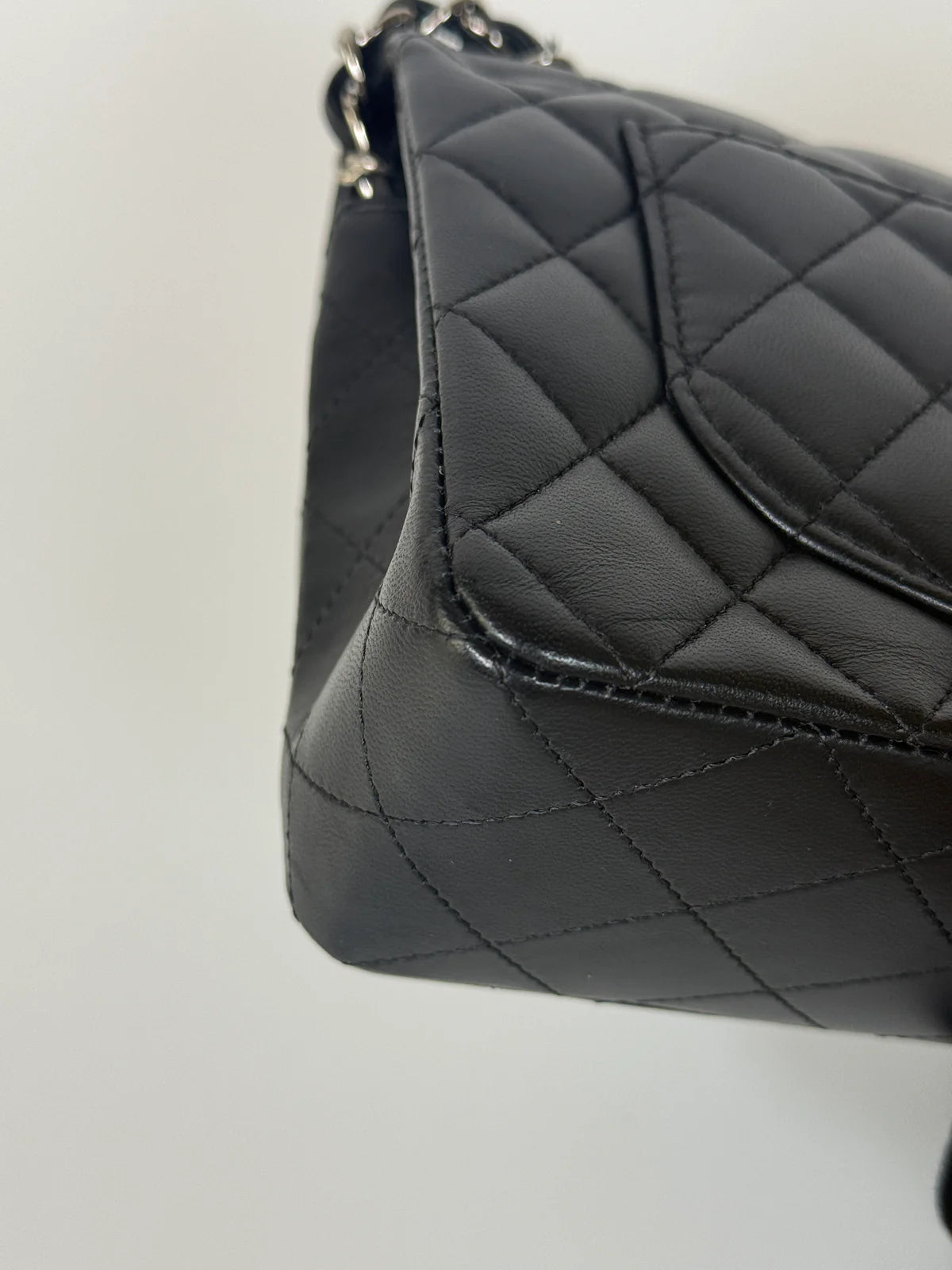 CHANEL SMALL CLASSIC DOUBLE FLAP IN BLACK LAMBSKIN LEATHER WITH SILVER HARDWARE