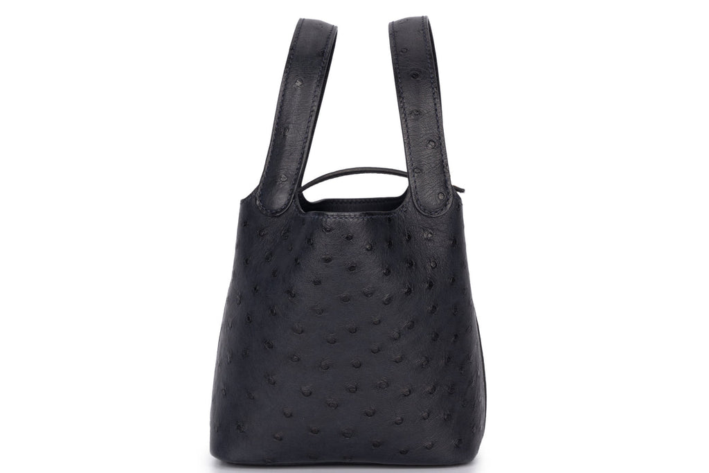 Hermès Micro Picotin Ostrich Caban PHW