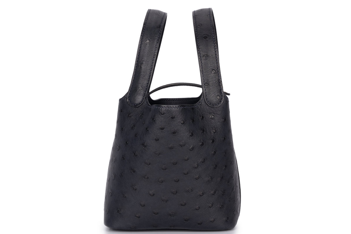 Hermès Micro Picotin Ostrich Caban PHW