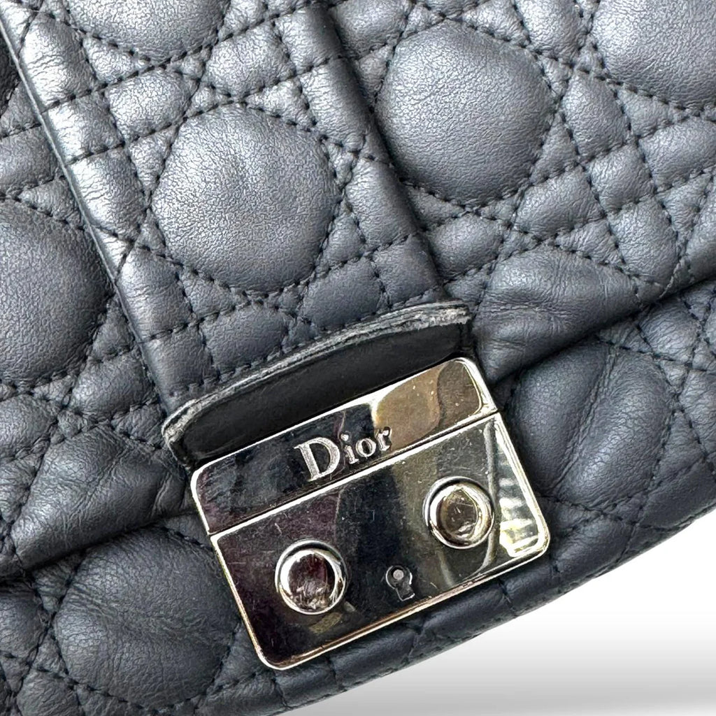 Dior Cannage New Lock Black Medium Lambskin Flap Bag