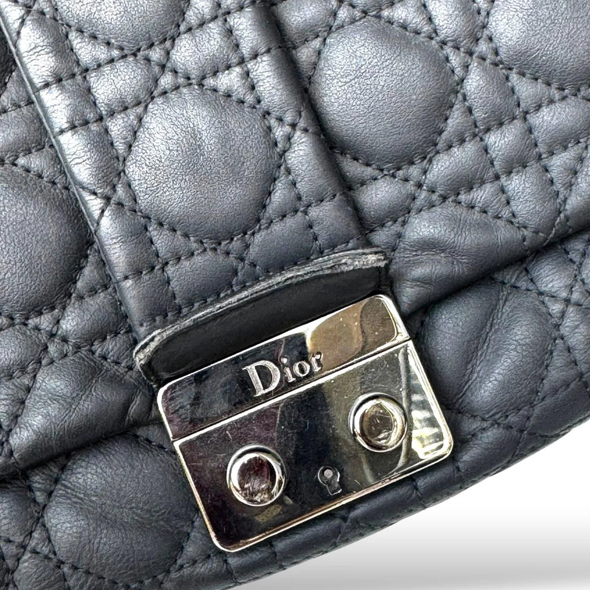 Dior Cannage New Lock Black Medium Lambskin Flap Bag