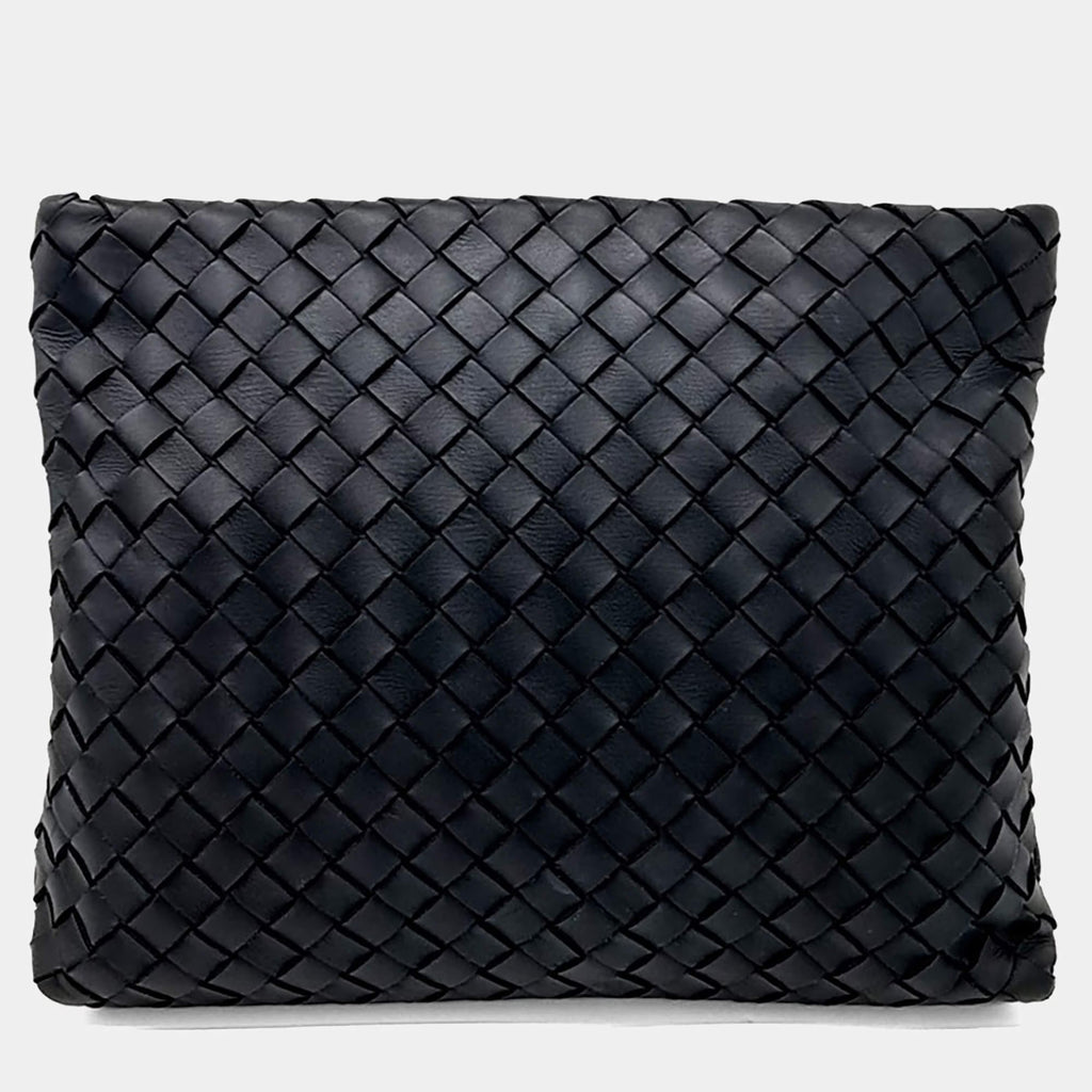Bottega Veneta Black Leather Mesh Cutch