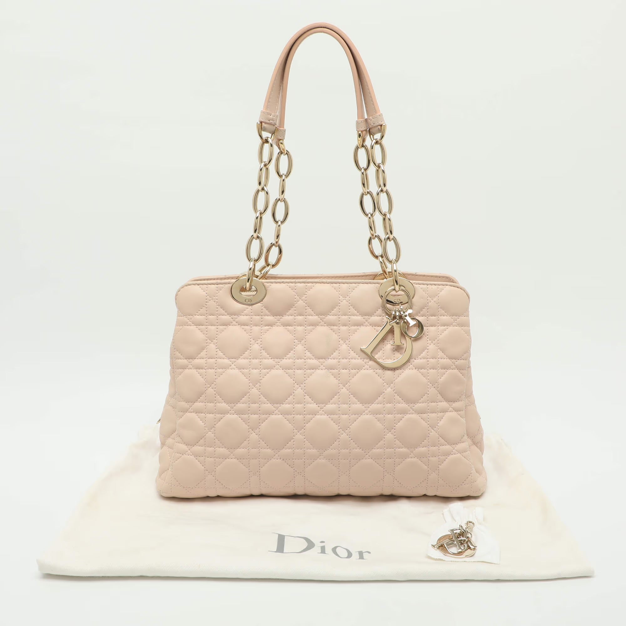 Dior Soft Beige Cannage Quilted Leather Tote