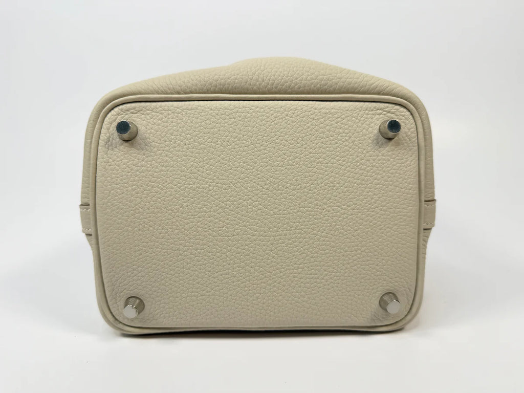 HERMÈS PICOTIN 18 IN CRAIE CLEMENCE LEATHER WITH PALLADIUM HARDWARE