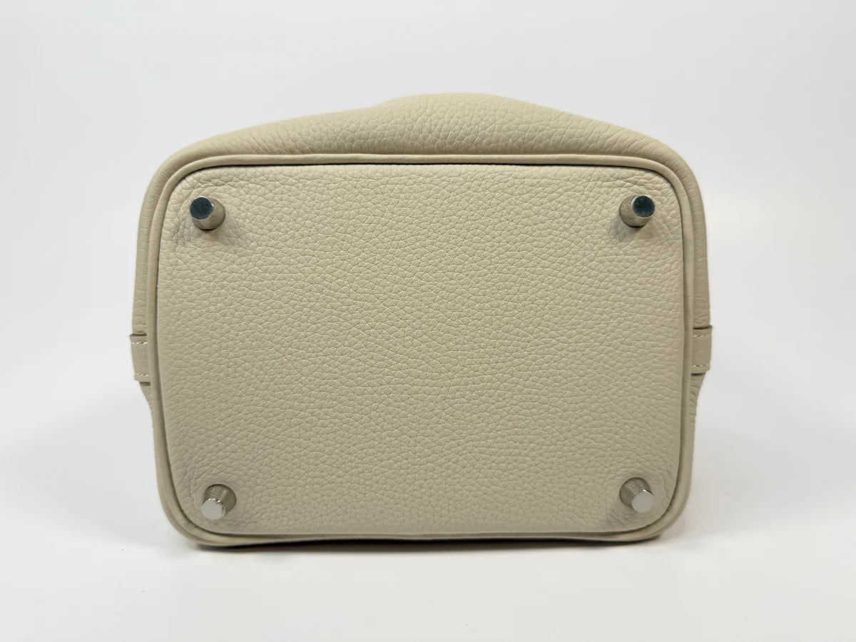HERMÈS PICOTIN 18 IN CRAIE CLEMENCE LEATHER WITH PALLADIUM HARDWARE