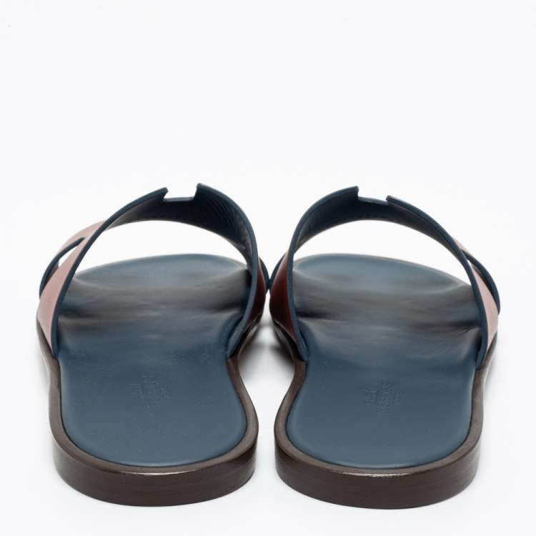 Hermès Brown Leather Izmir Slide Sandals Size 41