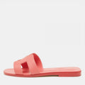 Hermes Pink Leather Oran Flat Sandals Size 38