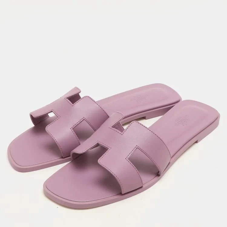 Hermes Bruyère Leather Oran Flat Sandals Size 40