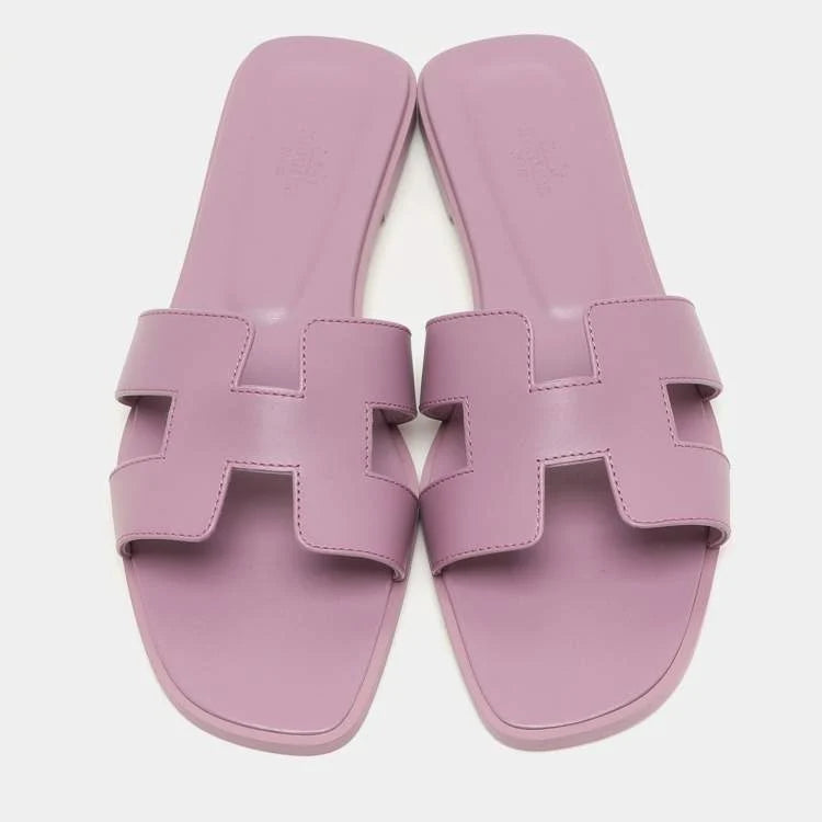 Hermes Bruyère Leather Oran Flat Sandals Size 40