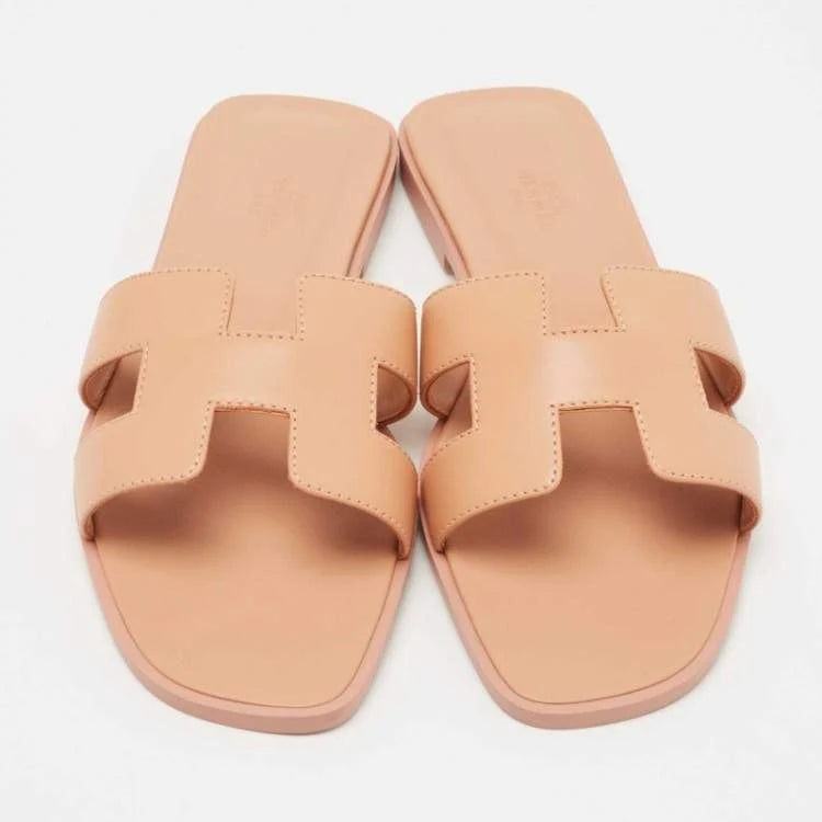Hermes Pink Leather Oran Sandals Size 39